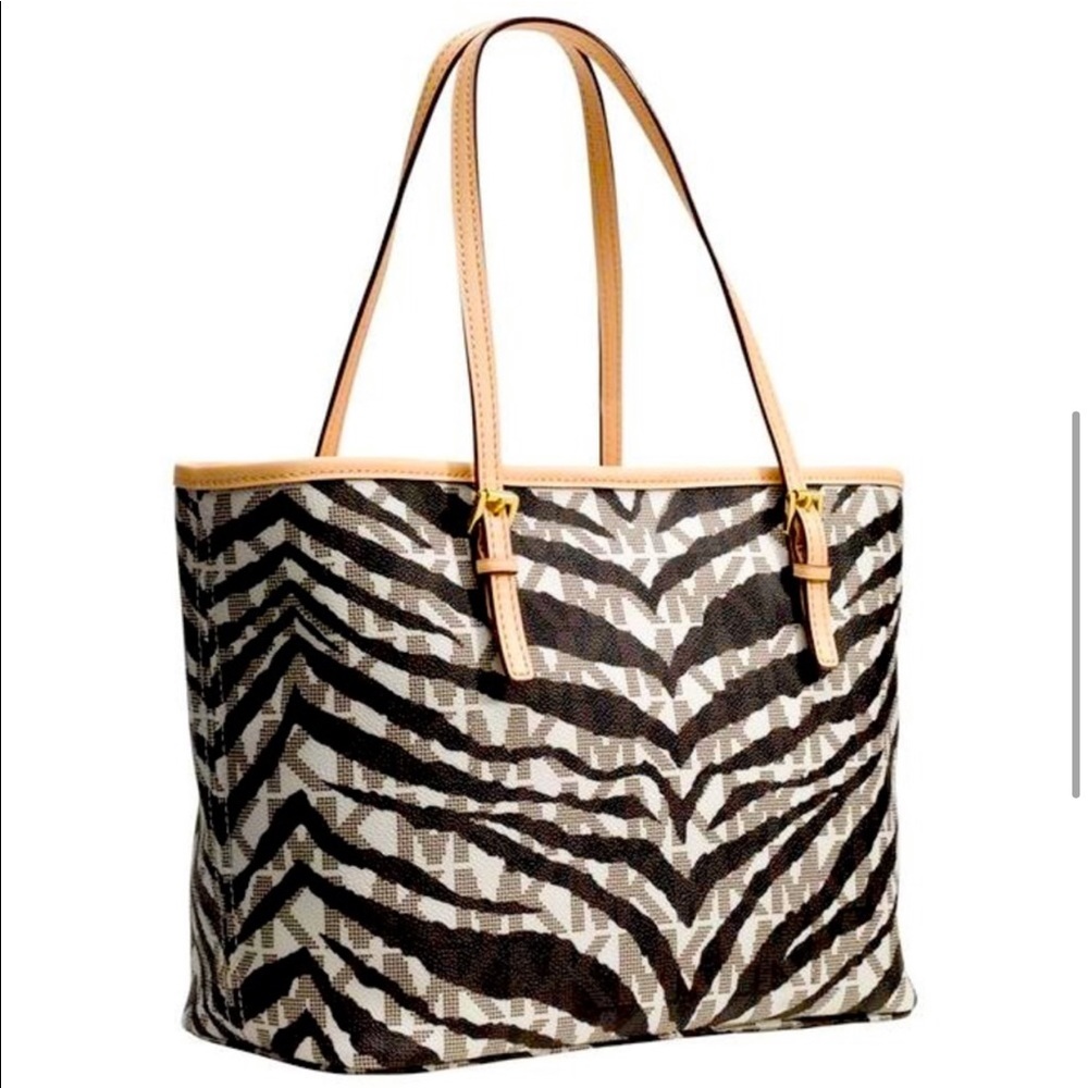 Michael Kors Jet Set Logo Tiger/Zebra Stripe Tote